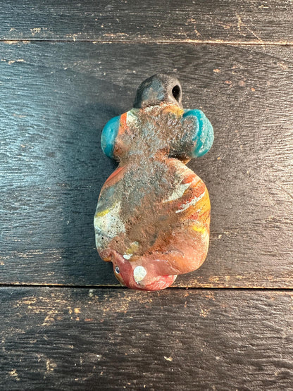 Colorful Mosaic Glass Face Bead  Handcrafted Phoenician Style Pendant, Unique Tribal Jewelry Supply(P2104)