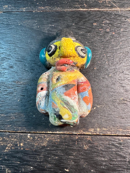 Colorful Mosaic Glass Face Bead  Handcrafted Phoenician Style Pendant, Unique Tribal Jewelry Supply(P2104)