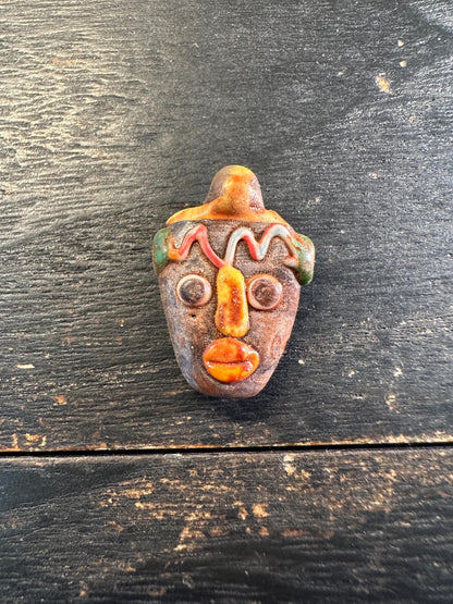 Phoenician Mosaic Glass Face Amulet Pendant: Ancient Style Collectible