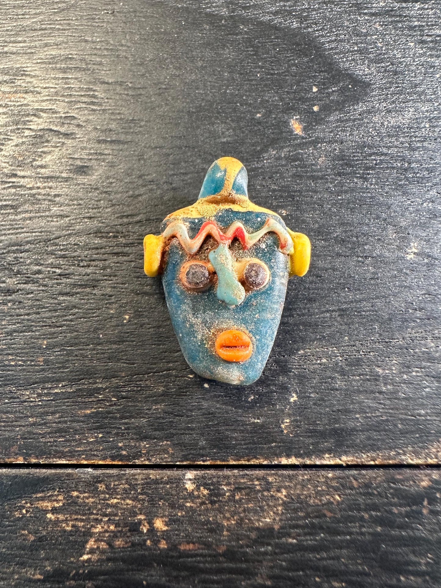 Phoenician Mosaic Glass Face Amulet Pendant: Ancient Style Collectible