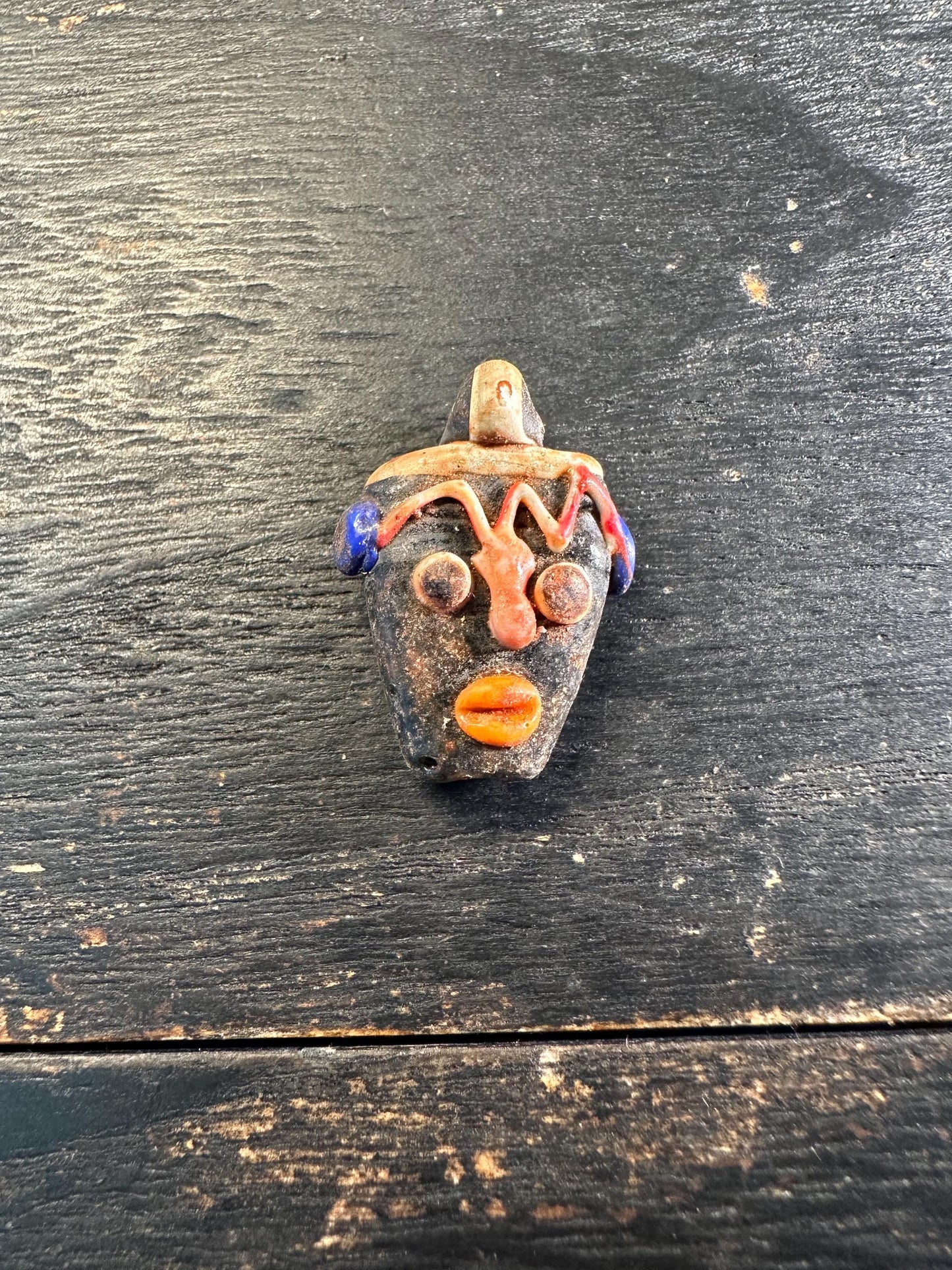 Phoenician Mosaic Glass Face Amulet Pendant: Ancient Style Collectible