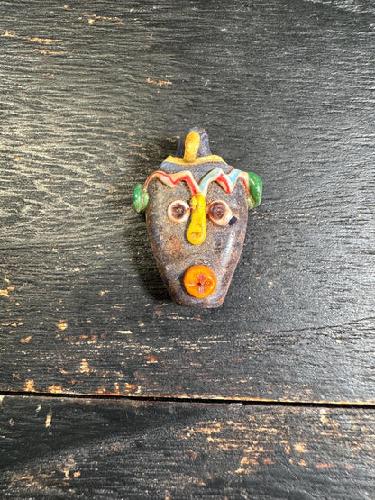 Phoenician Mosaic Glass Face Amulet Pendant: Ancient Style Collectible