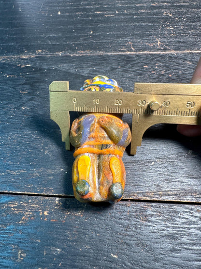 Unique Phoenician Style Glass Bead Face Amulet  Colorful Handcrafted Pendant, Ancient Inspired(P2106)