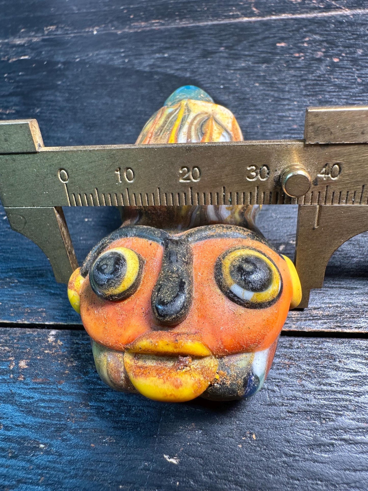 Phoenician Mosaic Glass Face Pendant  Tribal Amulet for Jewelry or Collectors(P2109)