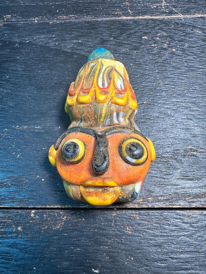 Phoenician Mosaic Glass Face Pendant  Tribal Amulet for Jewelry or Collectors(P2109)