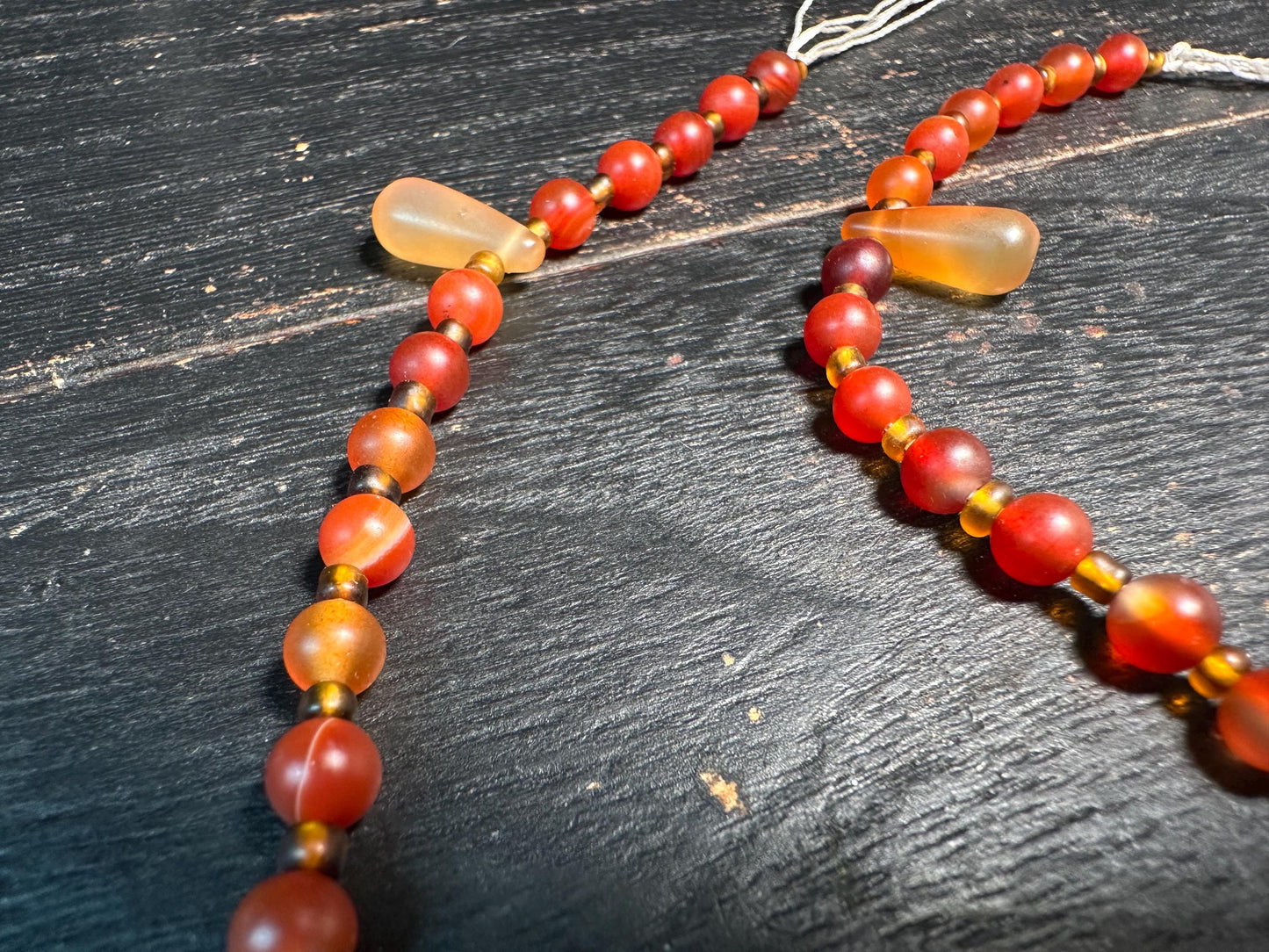 Handmade Carnelian Agate Bead Necklace: Vintage Tribal Pendant