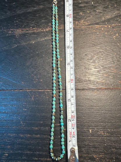 Handmade Afghan Turquoise Glass Bead Necklace: Boho Layering Jewelry