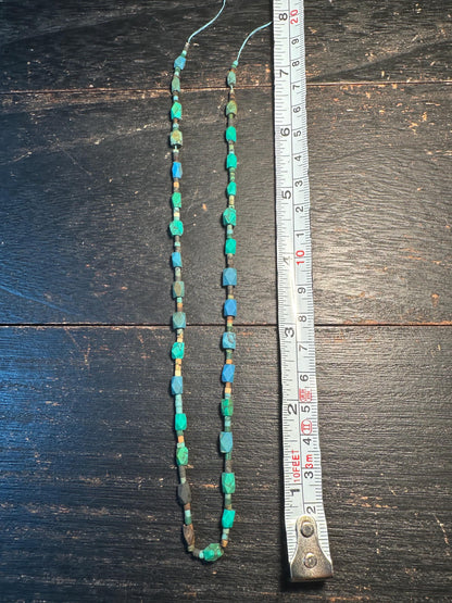 Handmade Afghan Turquoise Glass Bead Necklace: Boho Layering Jewelry