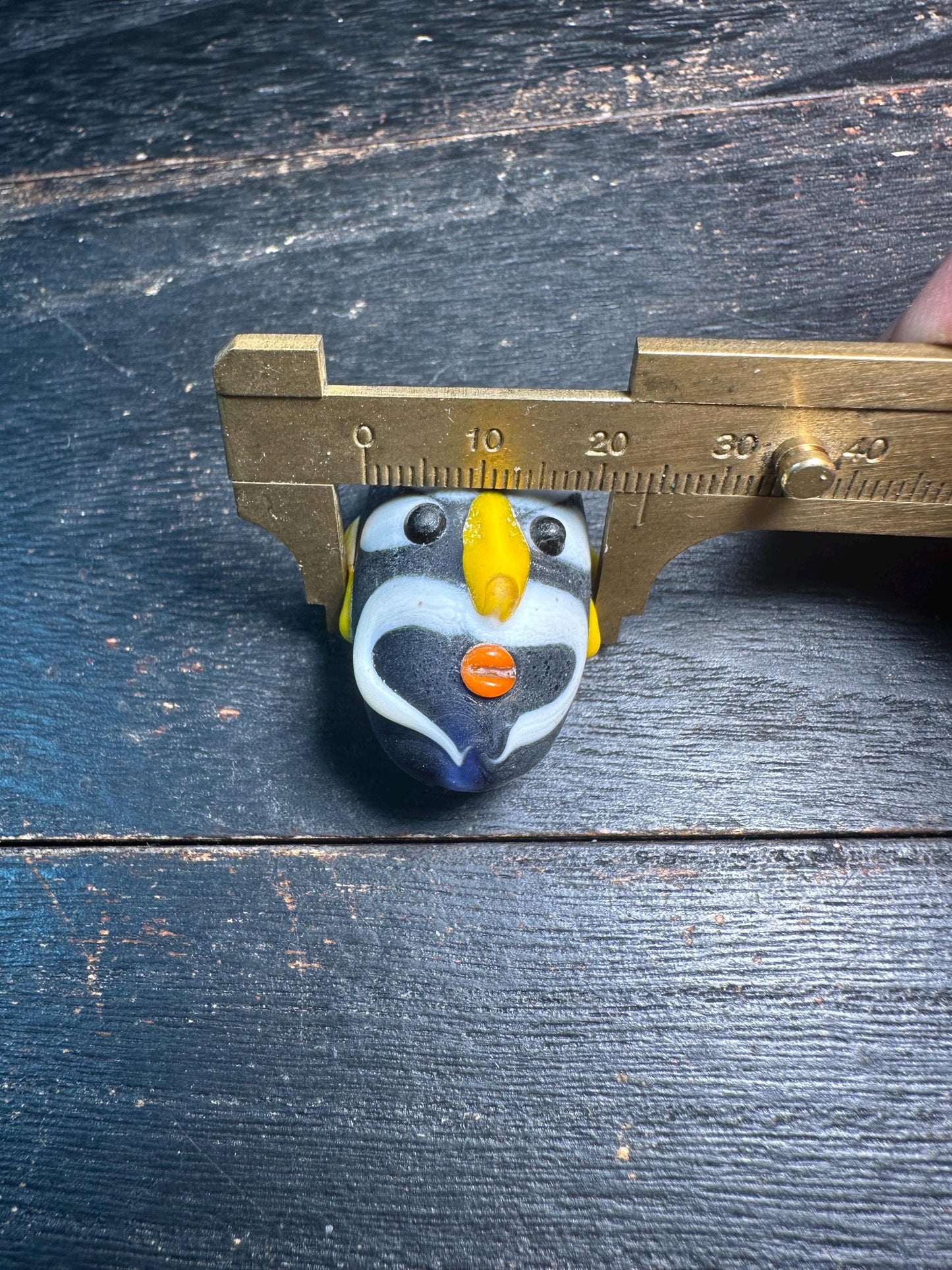 Oriental Folk Mask Pendant  Handmade Chinese Opera Bead  Glass Art Jewelry