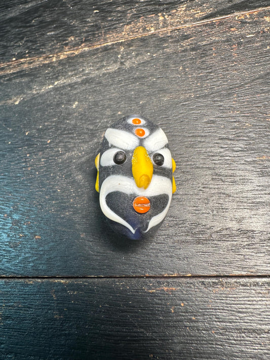 Oriental Folk Mask Pendant  Handmade Chinese Opera Bead  Glass Art Jewelry