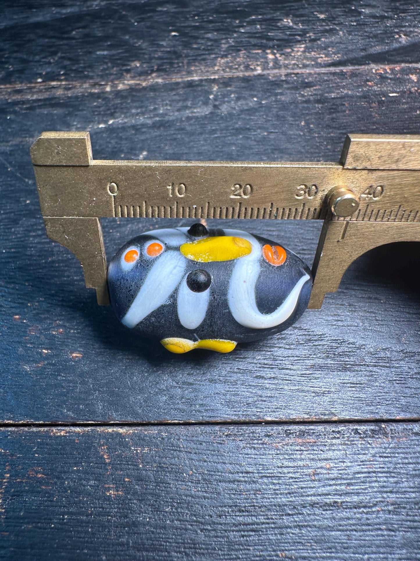 Oriental Folk Mask Pendant  Handmade Chinese Opera Bead  Glass Art Jewelry