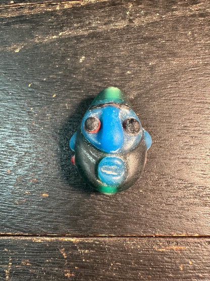 Colorful Recycled Glass Mask Pendant  Ethnic Face Charm