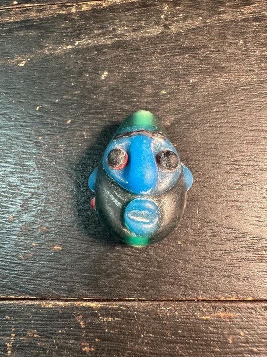 Colorful Recycled Glass Mask Pendant  Ethnic Face Charm
