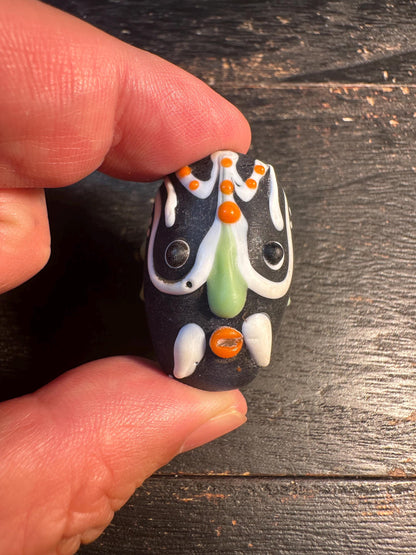 Opera Face Charm  Chinese Mask Pendant  Handmade Recycled Glass Bead