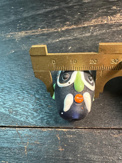 Opera Face Charm  Chinese Mask Pendant  Handmade Recycled Glass Bead