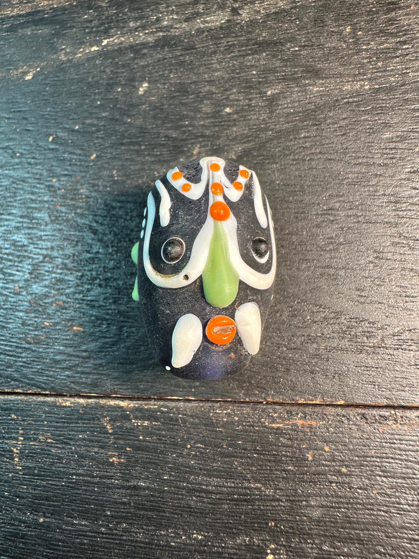 Opera Face Charm  Chinese Mask Pendant  Handmade Recycled Glass Bead