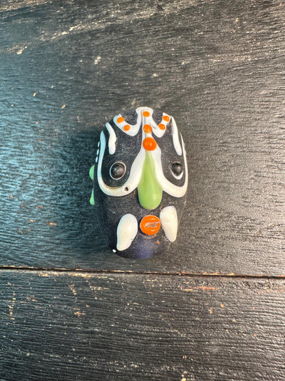 Opera Face Charm  Chinese Mask Pendant  Handmade Recycled Glass Bead