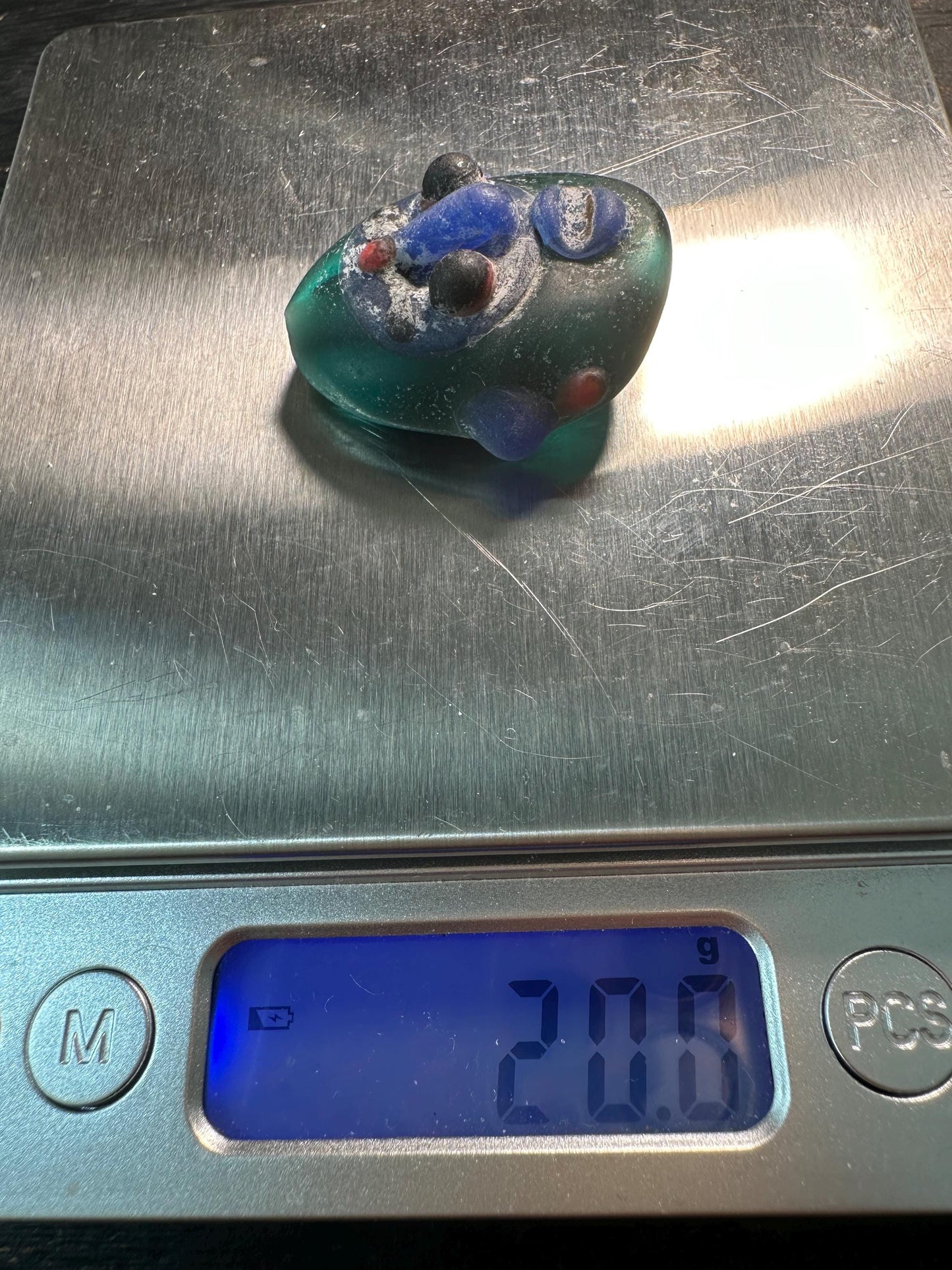 Artisan Glass Face Bead Pendant  Tribal Inspired Necklace Focal