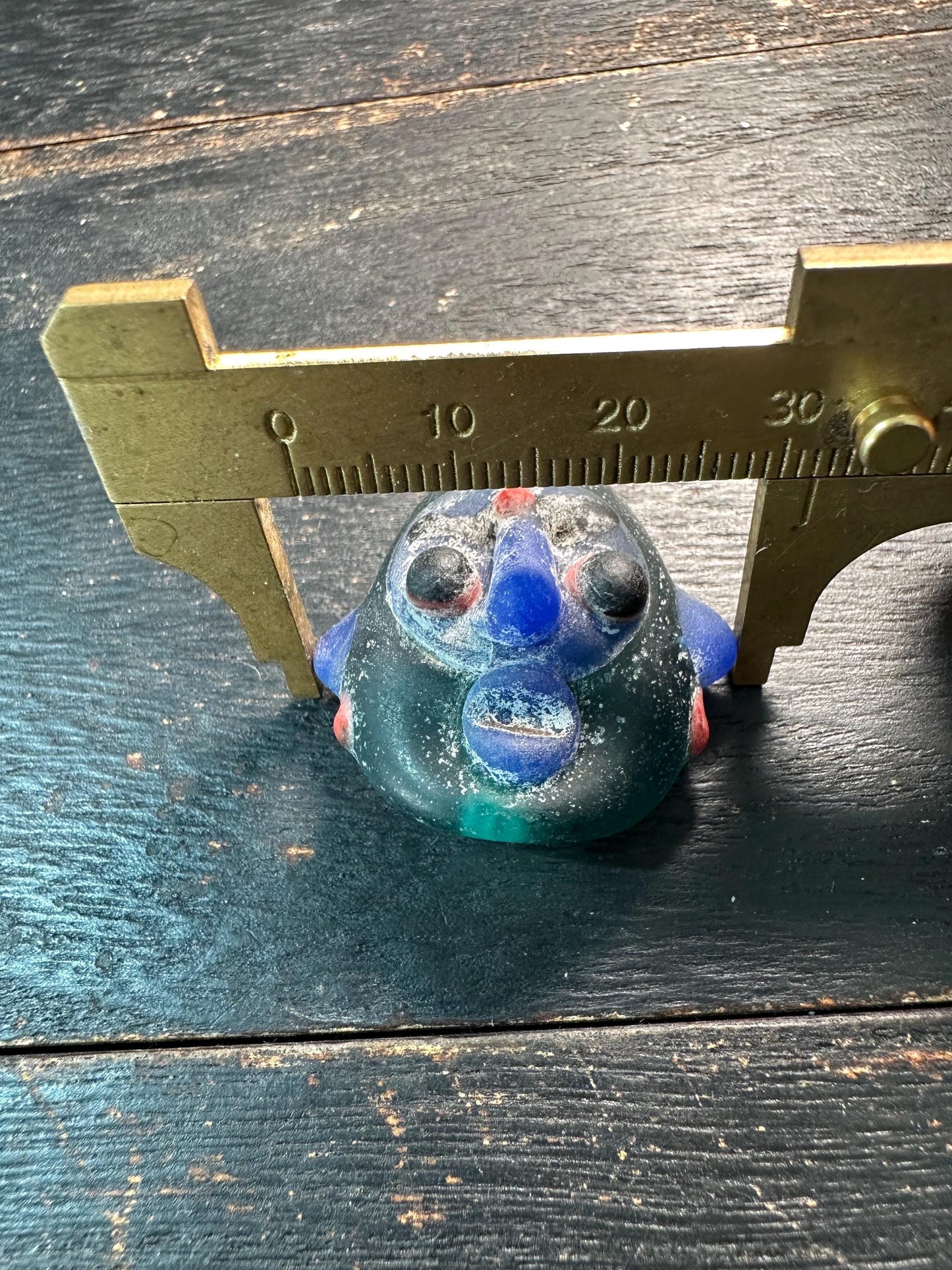 Artisan Glass Face Bead Pendant  Tribal Inspired Necklace Focal