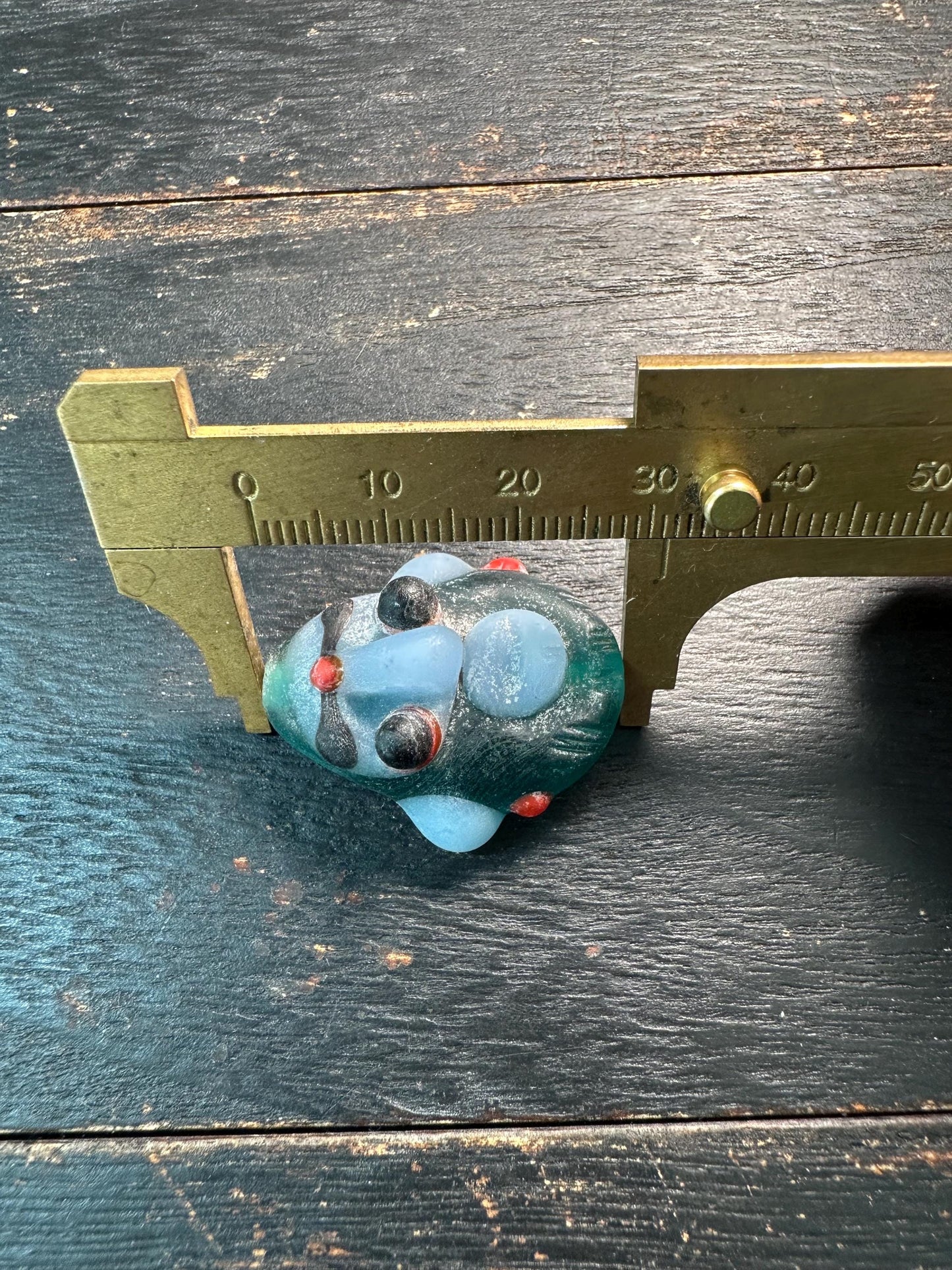 Chinese Folk Art Face Pendant  Handmade Recycled Glass Charm