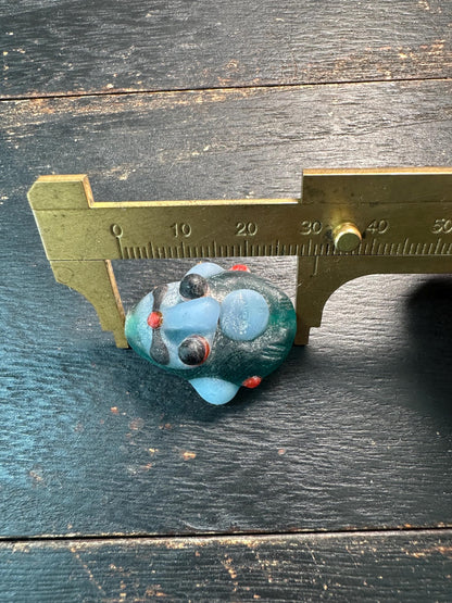 Chinese Folk Art Face Pendant  Handmade Recycled Glass Charm