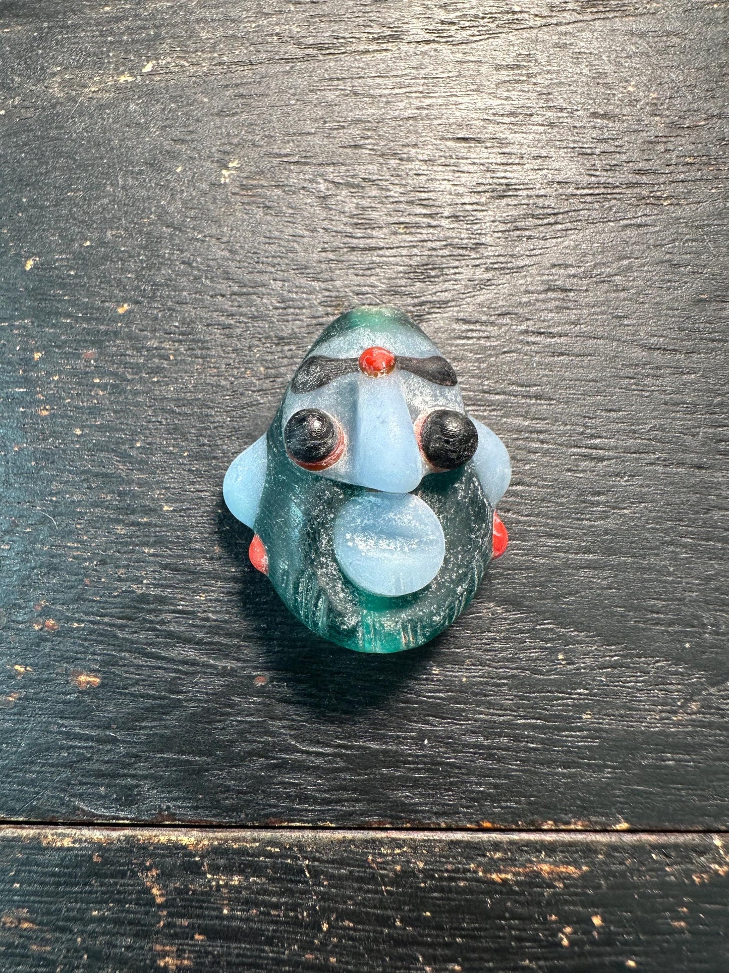 Chinese Folk Art Face Pendant  Handmade Recycled Glass Charm