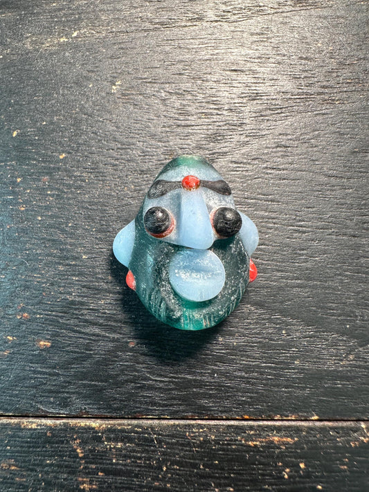 Chinese Folk Art Face Pendant  Handmade Recycled Glass Charm