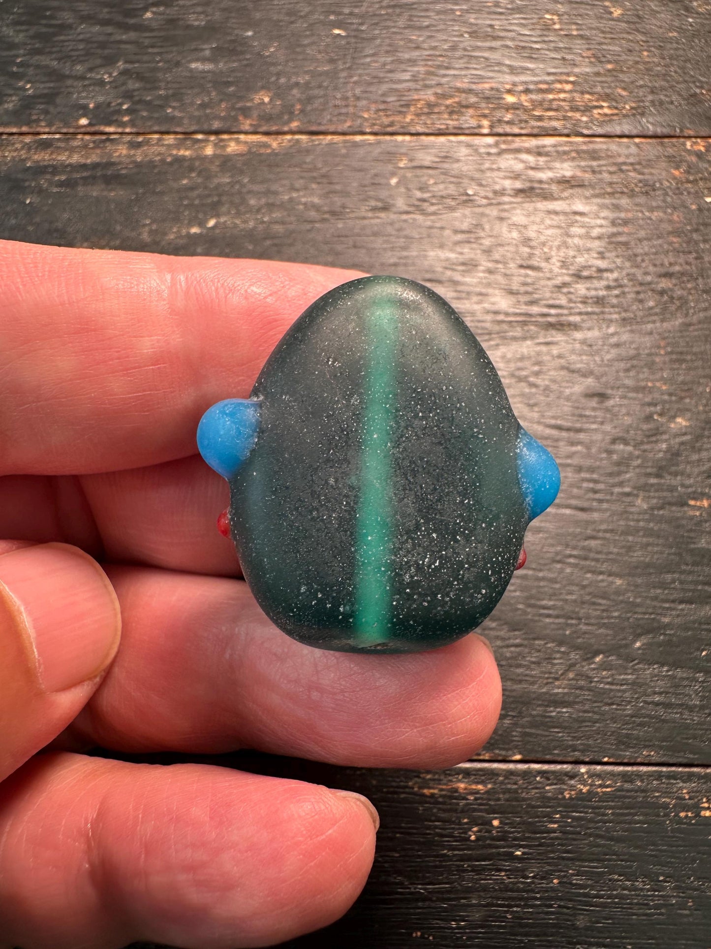 Unique Ethnic Glass Pendant  Handmade Face Bead from Recycled Glass