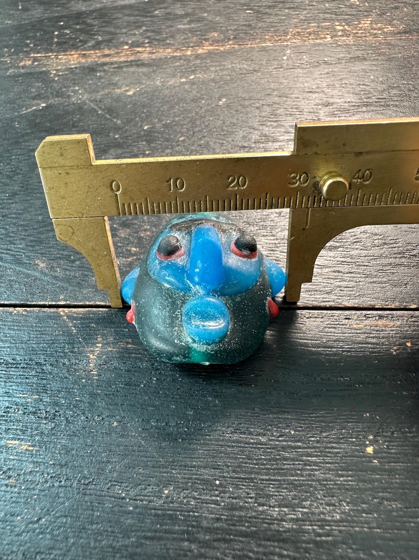 Unique Ethnic Glass Pendant  Handmade Face Bead from Recycled Glass