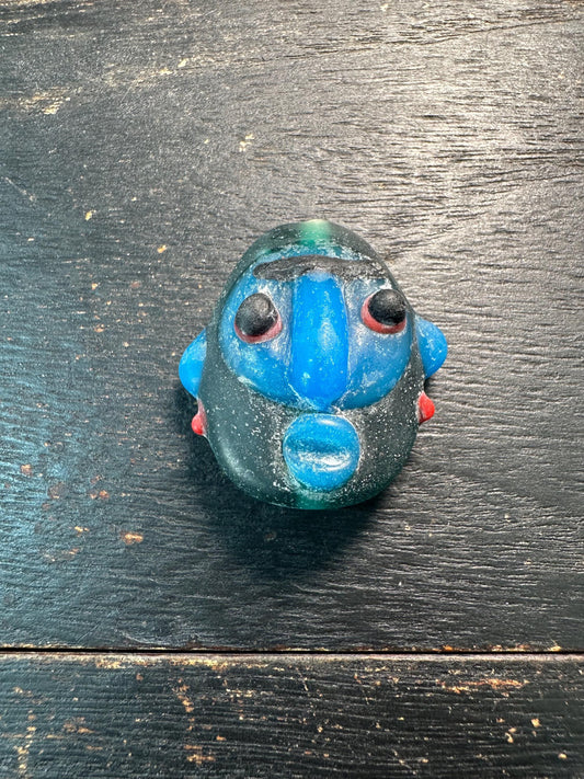 Unique Ethnic Glass Pendant  Handmade Face Bead from Recycled Glass