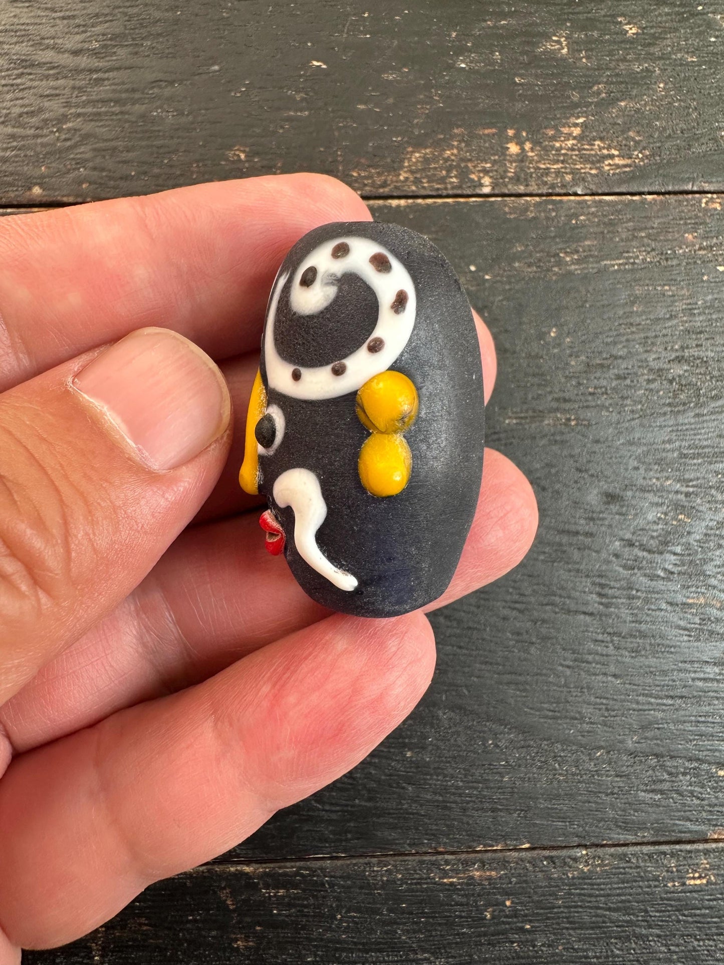 Handcrafted Chinese Opera Mask Pendant  Recycled Glass Folk Art