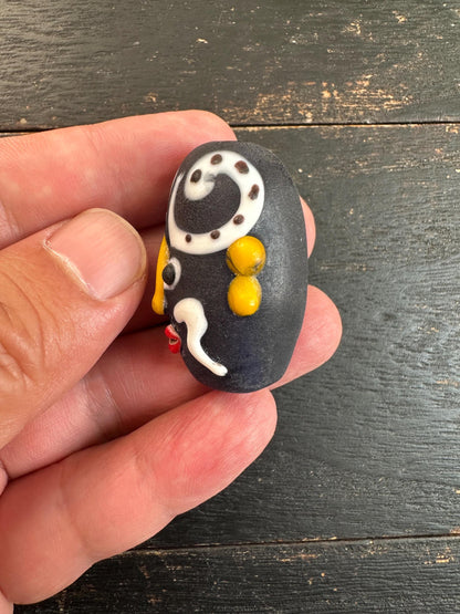 Handcrafted Chinese Opera Mask Pendant  Recycled Glass Folk Art