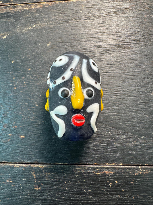 Handcrafted Chinese Opera Mask Pendant  Recycled Glass Folk Art