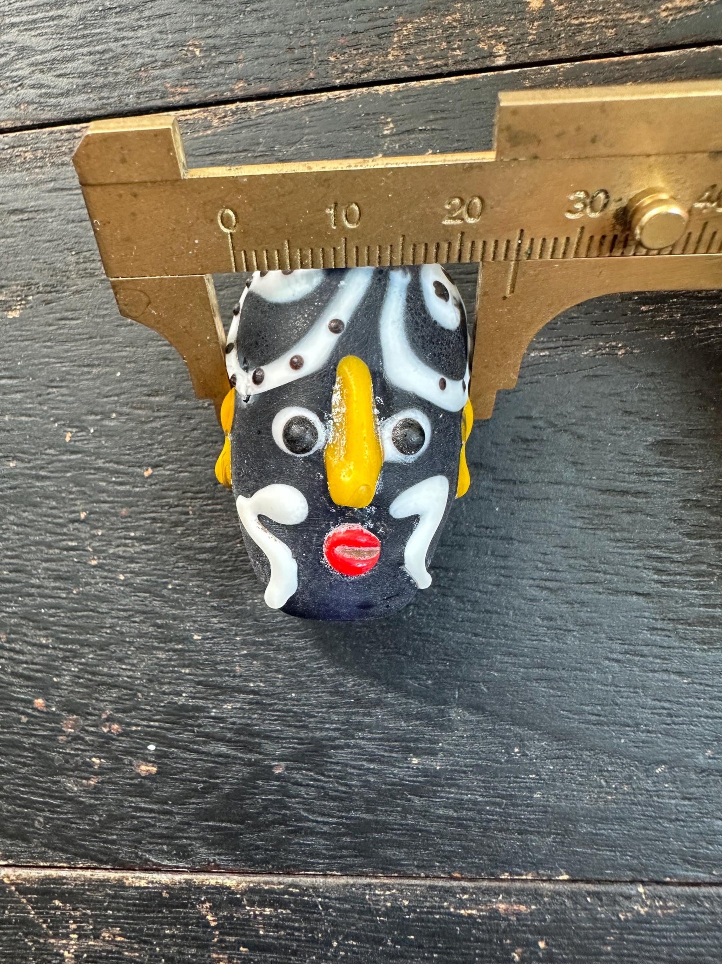 Handcrafted Chinese Opera Mask Pendant  Recycled Glass Folk Art