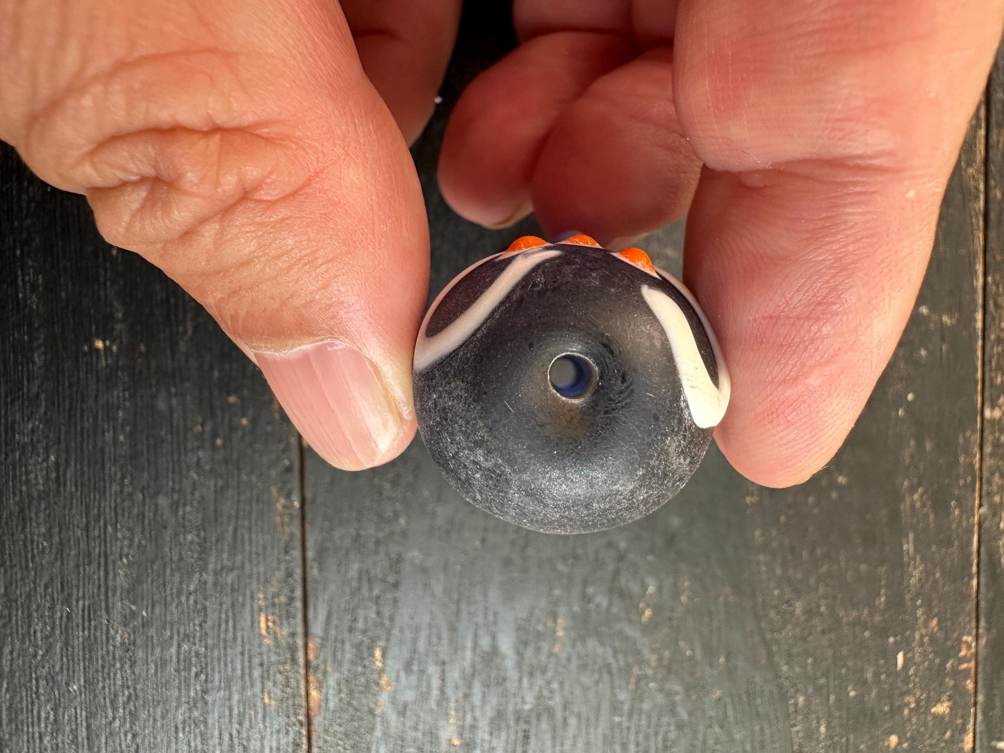 Handmade Chinese Folk Art Necklace  Opera Mask Glass Pendant