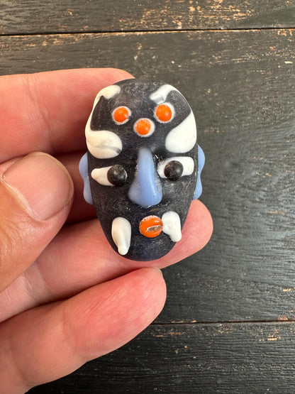 Handmade Chinese Folk Art Necklace  Opera Mask Glass Pendant