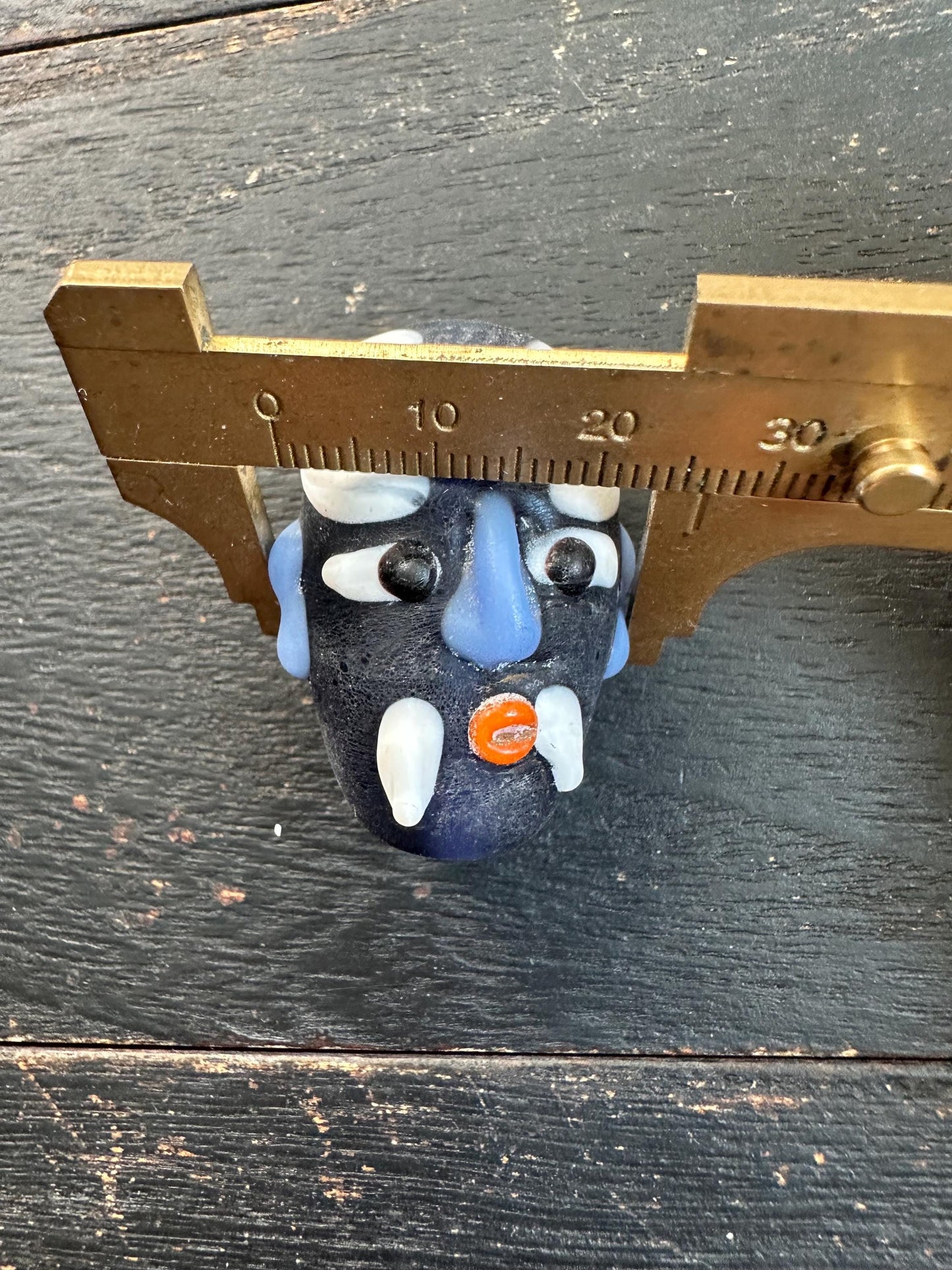 Handmade Chinese Folk Art Necklace  Opera Mask Glass Pendant