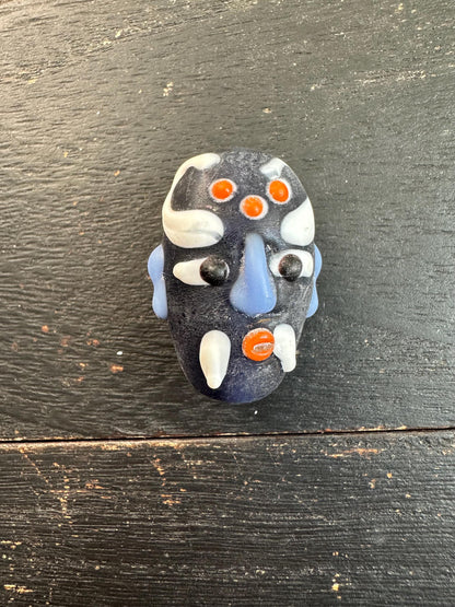 Handmade Chinese Folk Art Necklace  Opera Mask Glass Pendant