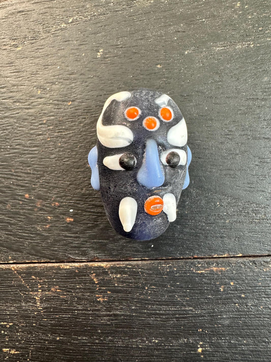 Handmade Chinese Folk Art Necklace  Opera Mask Glass Pendant