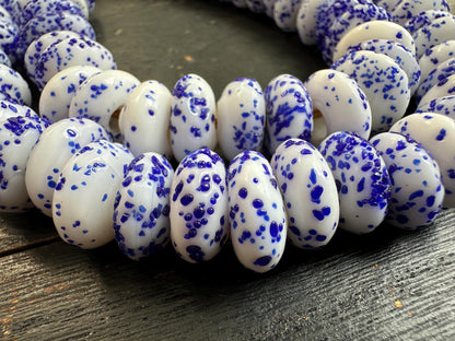 African Krobo Glass Beads  Handmade Fused Recycled Glass Disc Beads from Ghana  14-15mm