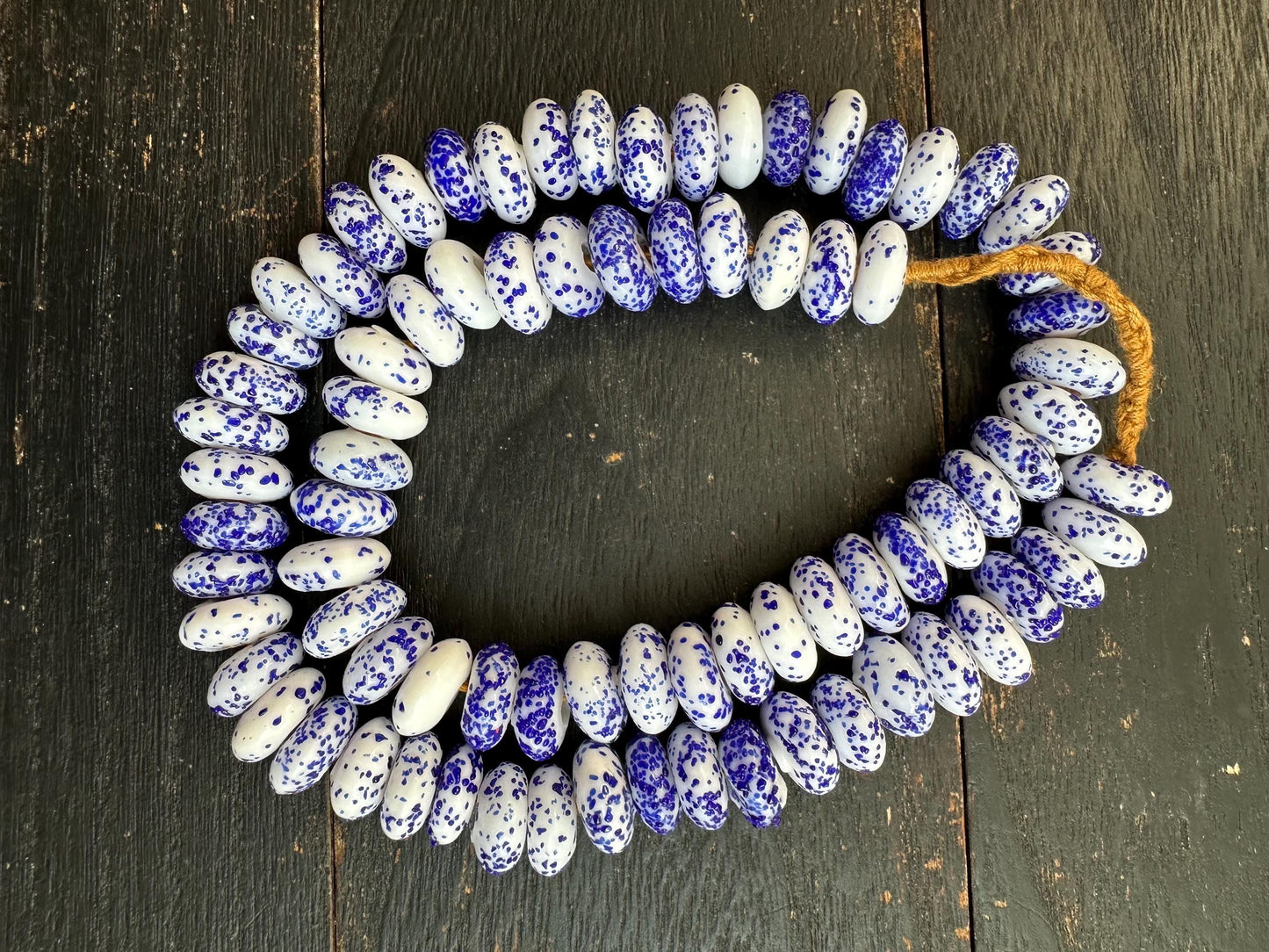 African Krobo Glass Beads  Handmade Fused Recycled Glass Disc Beads from Ghana  14-15mm