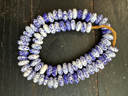 African Krobo Glass Beads  Handmade Fused Recycled Glass Disc Beads from Ghana  14-15mm