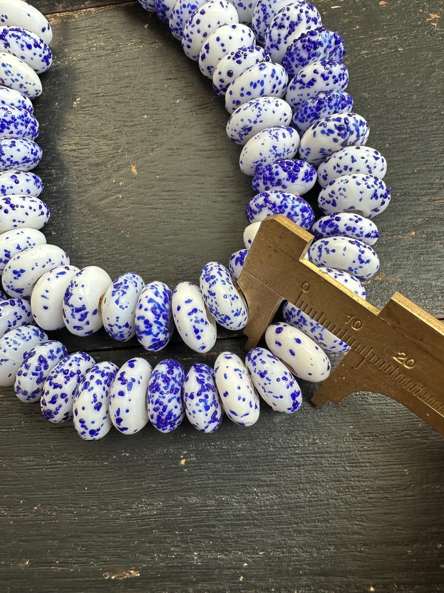 African Krobo Glass Beads  Handmade Fused Recycled Glass Disc Beads from Ghana  14-15mm