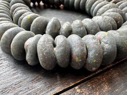 African Recycled Glass Beads  Handcrafted Krobo Spacer Beads from Ghana (14-15mm)