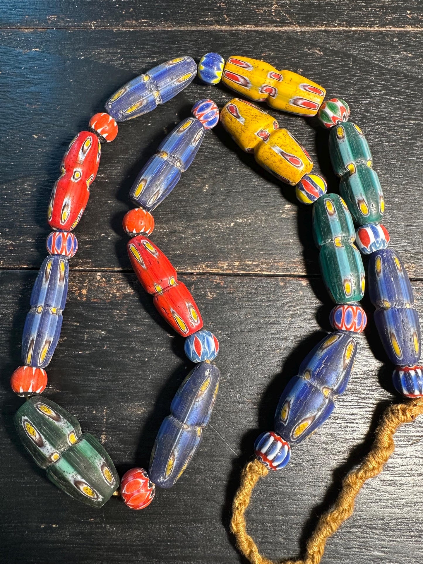 Stunning Ancient Rare Mosaic Glass Ancient Big Beads Unique Wonderful Necklace(Medium)