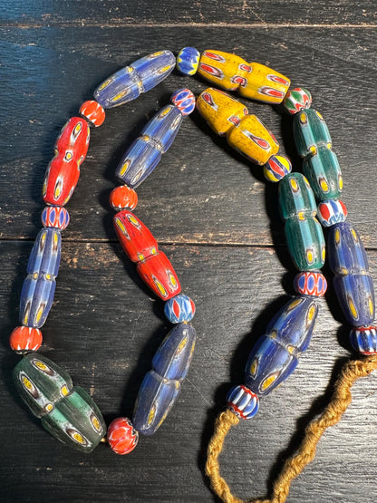 Stunning Ancient Rare Mosaic Glass Ancient Big Beads Unique Wonderful Necklace(Medium)