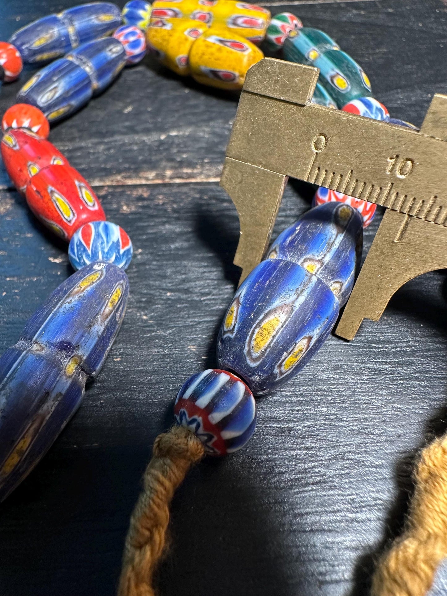 Stunning Ancient Rare Mosaic Glass Ancient Big Beads Unique Wonderful Necklace(Medium)