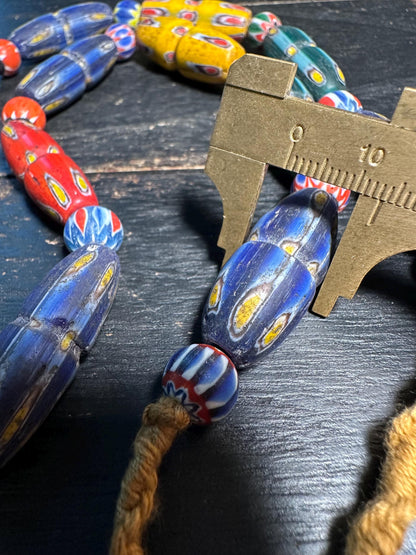 Stunning Ancient Rare Mosaic Glass Ancient Big Beads Unique Wonderful Necklace(Medium)