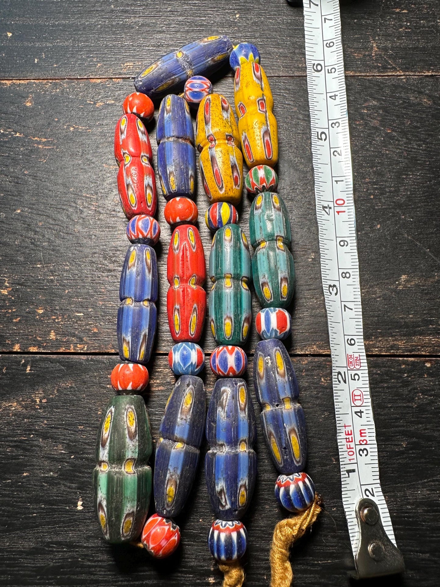 Stunning Ancient Rare Mosaic Glass Ancient Big Beads Unique Wonderful Necklace(Medium)