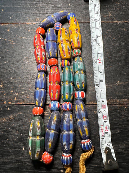 Stunning Ancient Rare Mosaic Glass Ancient Big Beads Unique Wonderful Necklace(Medium)